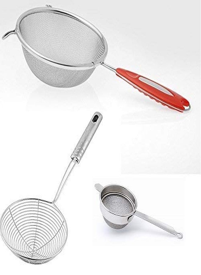 Vessel Crew Stainless Steel Combo of Soup, Deep Fry and Tea Strainer Set of 3-Piece - Image 1